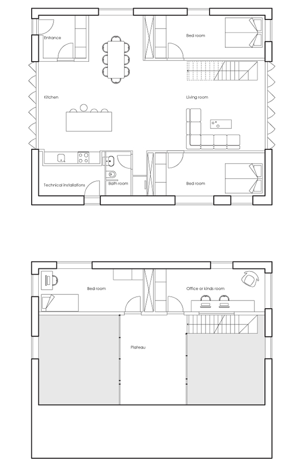 Plano planta baja y planta alta. Arcgency para worldFLEXhome, 2012